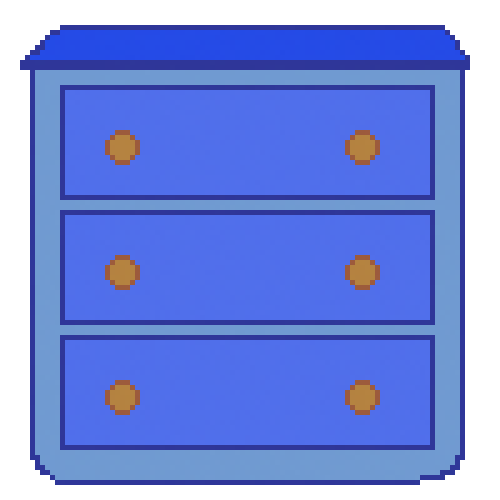 A simple pixel drawing of a chest of drawers